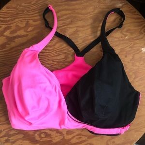 Victorias Secret Black&Pink Cross Front Sports Bra